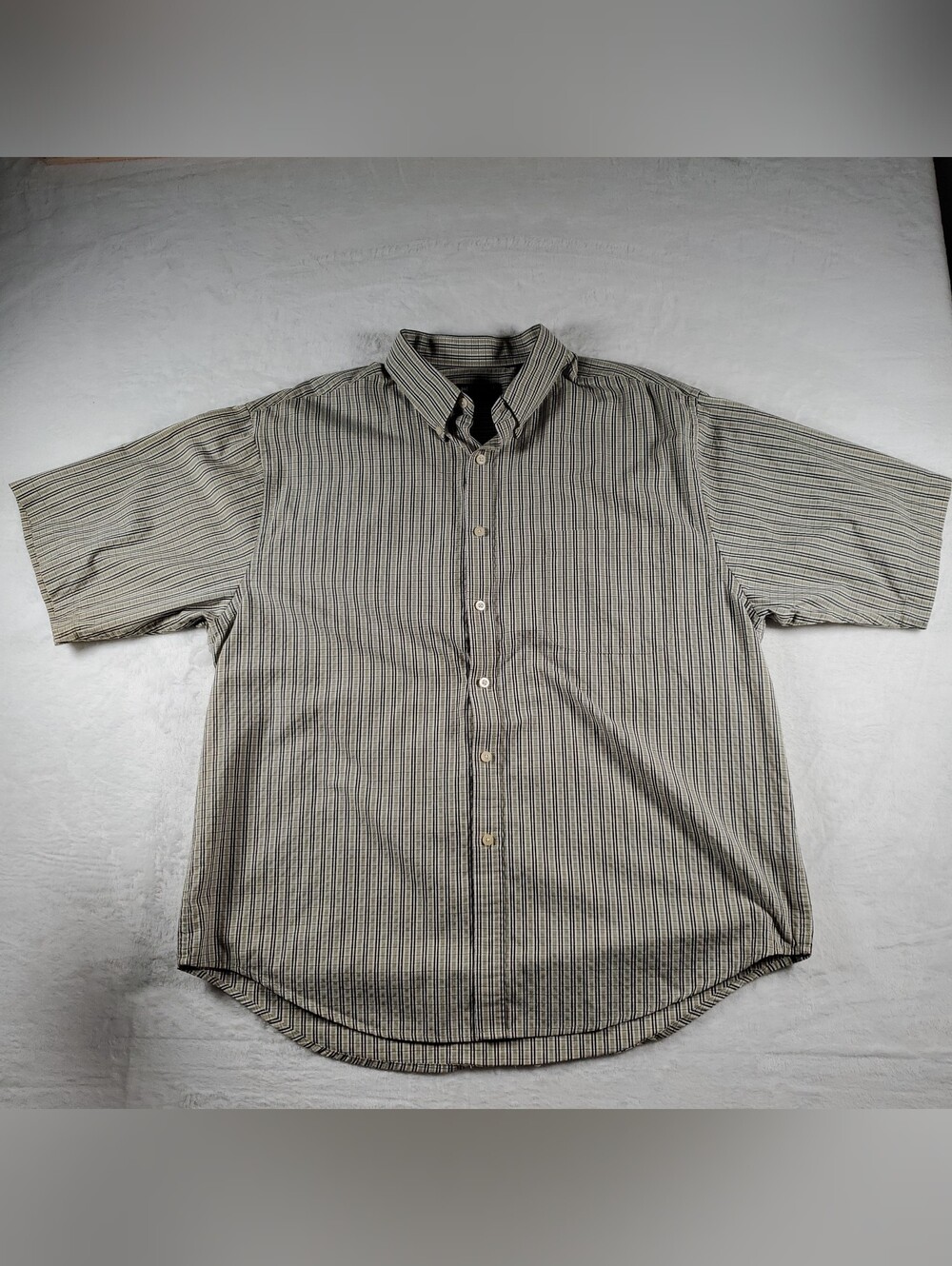 Vintage Y2k Puritan Short Sleeve Button Down Shirt Mens XL (46-48) Blue/Green